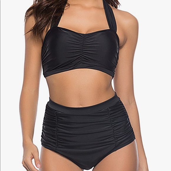 Black Vintage Style Swimsuit NWT - Picture 1 of 2